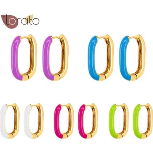 Minimalist Colorful 925 Sterling Silver Ear Buckle Korean StyleGirl Hoop Earrings For Women Jewelry Birthday Gifts For Friends