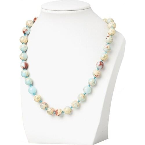 Multicolor 10mm Blue Synthetic Emperor Stone For Diy Chain Necklace 18inch For Beautiful Girls H419