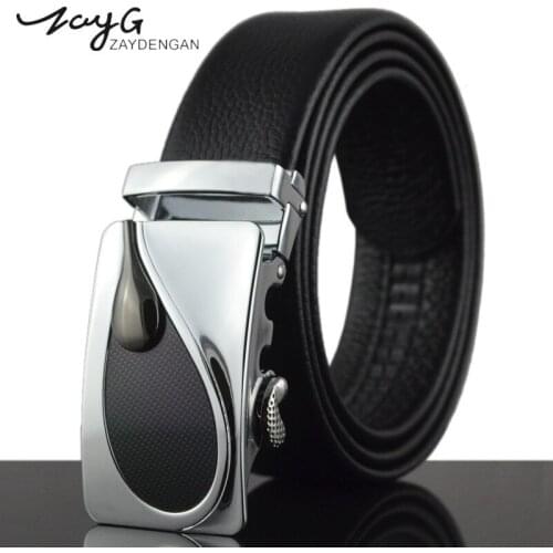 ZAYG Mens New High Quality Designer Belt Mens Luxury Metal Automatic Buckle Belt Fashion Business Style Black Belt Jeans Belt