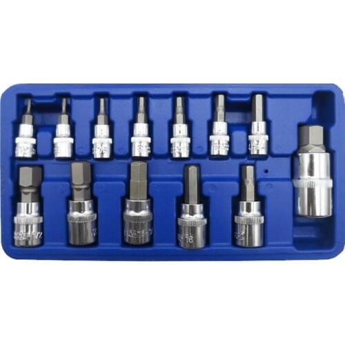 13PC 1/4" 3/8" 1/2" Square Drive Imperial Hexagon Screwdriver Bit Socket Kit Set Car Repair Tool Ratchet Wrench Set Tools