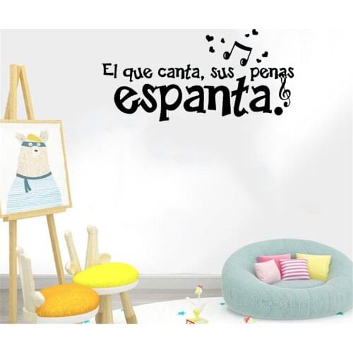 Spanish saying Wall Sticker Espanta Ei Que Canta Wall Decal Home Decor For Living Room Bedroom Vinyl Mural RU4101