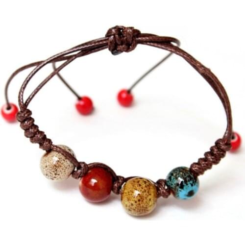 Original vintage Ceramics Heart beads Girl Bracelet Good Lucky Bracelet cute Lover Bracelet Lovers Lucky Jewelry Women Gift