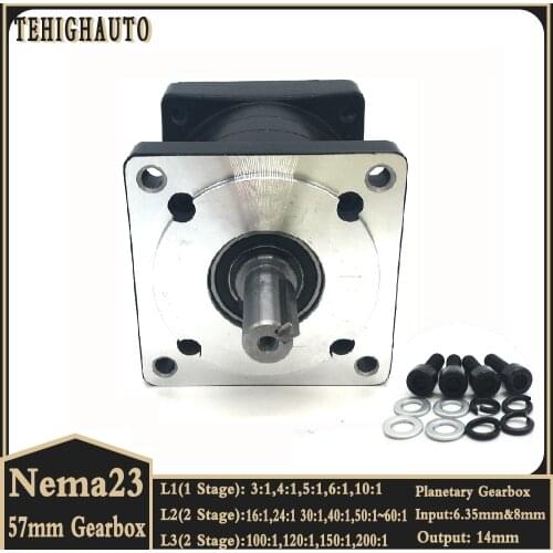 Speed Ratio 5:1 Nema 23 Gearbox Planetary Reducer Input Shaft 8mm 15 Arcmin CNC Parts Gearbox Gear for Nema23 Stepper Motor 57mm