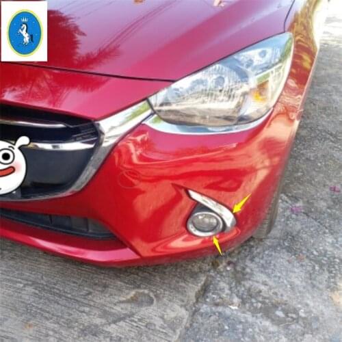 Yimaautotrims Front Fog Lights Lamps Ring Eyelid Eyebrow Frame Cover Trim Accessories Exterior For Mazda 2 Demio 2015 - 2019
