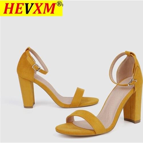 Sexy High Heels Women Shoes Fashion Summer Sandals Woman Pumps Dress Party Wedding Shoes White Yellow Block Heels Ladies