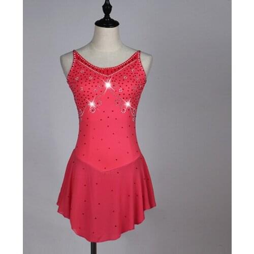 Figure Skating Dance Competition Dresses Blue/Red Sleeveless Shiny Crystal Practice Clothes Stage Performance Clothing DQL3305