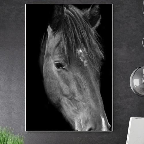 Posters and Prints Wall Art Canvas Painting Black and White Horse Head Pictures for Living Room Cuadros Home Decoration Unframed