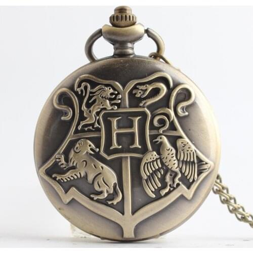 Simple design magic H letter modeling long chain Albus Dumbledore jewelry fashion clock watch Necklace party light neck chain