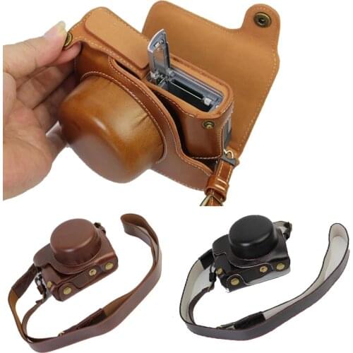 Luxury Pu Leather Camera Case For Panasonic Lumix GF7 GF8 GF9 GF10 12-32mm Camera Bag Cover Body With Strap Open Battery Design