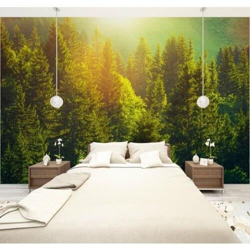 Custom Size 3D Photo Mural Forest Summer Removable Wall Papers Self-adhesive Vinyl Wall Sticker Art Home Decor Mural