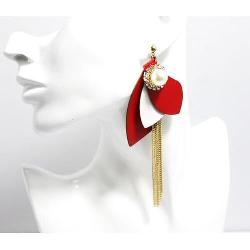New Cortical Ear Studs States wind baroque leather chain long tassel earrings fashion show earrings 427