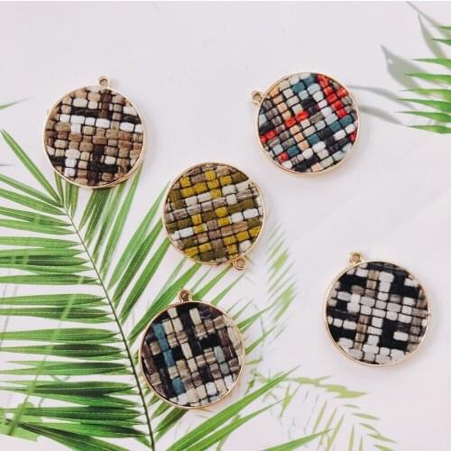 Alloy Round Pendant Necklace Charms DIY Material Jewelry Earring Accessories