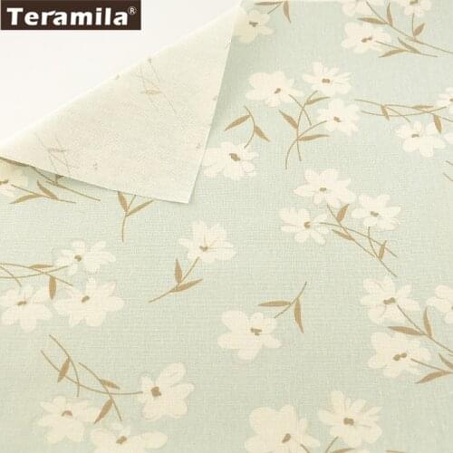 Linen Fabric Sewing Material Tissu TERAMILA Home Textile Cotton Tablecloth Pillow Bag Curtain Cushion Pillow Zakka Print Flowers