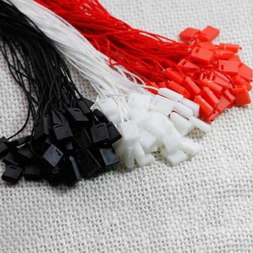 100pcs Clothing Tag Rope Clothes Lanyard Single Hand Wearing Rope Hanging Grain Plastic Square Buckle Label Polyester Rope