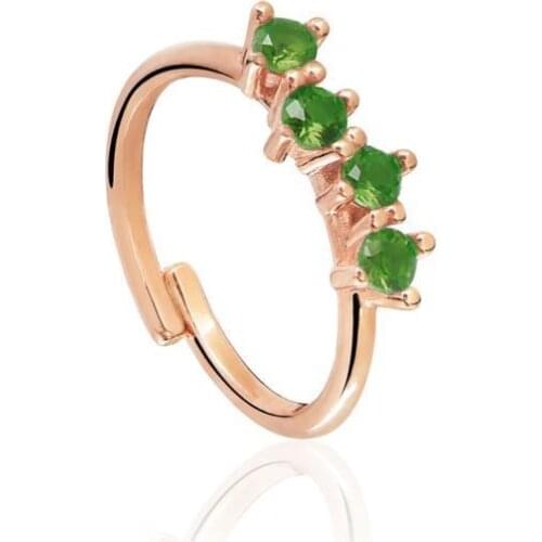 Green Four Stone Silver Ring