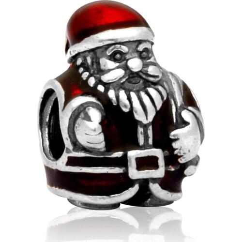 1pc european plata de ley christmas Santa Claus big hole bead charm Charm Bracelets beads ENM230
