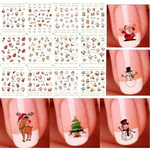 12 Sheet Christmas 3D Nail Art Stickers Snowflakes &amp Cute Snowmen Nail Decals