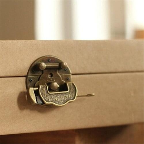 1x Antique Brass Wooden Case Hasp Vintage Style Decorative Jewelry Gift Box Suitcase Hasp Latch Hook Furniture Lock Fittings