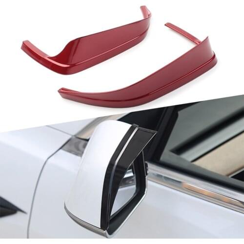 2Pcs For Tesla Model 3 2017-2020 Car Rearview Mirror Rain Eyebrow Cover Trim Red ABS Car Accessories Styling