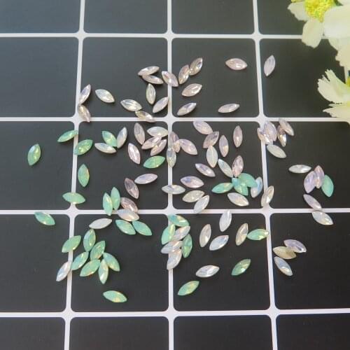 5pcs Cute High Quality 4*8MM Opal Color Point-Back Horse-Eye Shape Crystal Gem Stone Nail Art Gem RM26