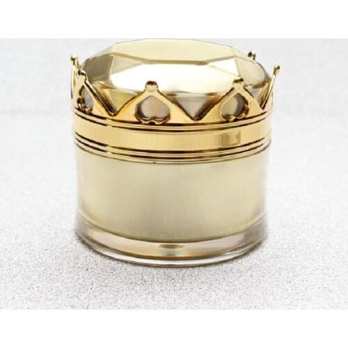 50G gold crown shape acrylic jar plastic jar cream jar for eye cream/essence/gel/moisturizer/night cream cosmetic packing