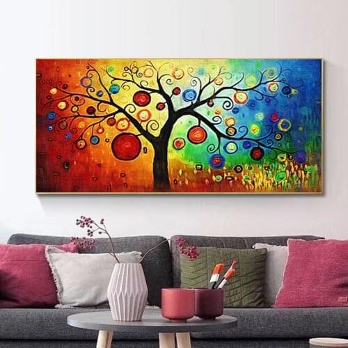 Tree of Life Money Tree Abstract Oil Painting on Canvas Scandinavian Cuadros Landscape Posters and Prints for Living Room Decor