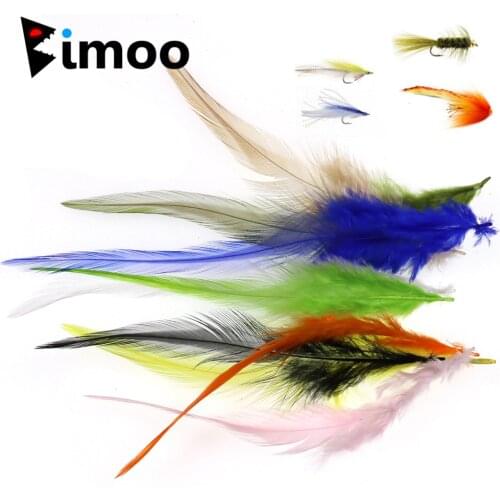 Bimoo 50pcs 10 Colors Fly Tying Saddle Hackle Feather Large Saltwater Flies Tubes Steelhead Tying Material