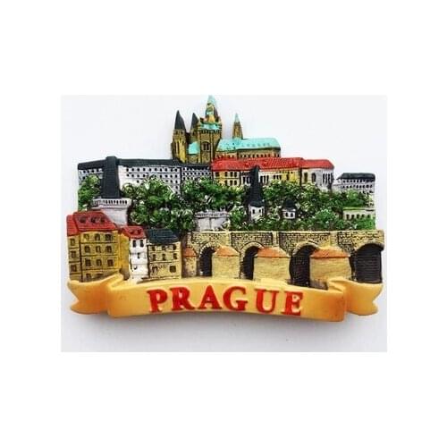 Czech Prague landmark building three-dimensional tourist souvenir refrigerator stickers