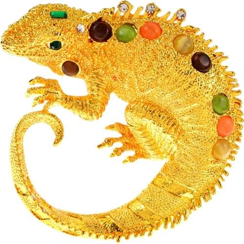 CINDY XIANG Vintage Metal Large Lizard Opal Brooch Pins For Women Cute Animal Brooches Jewelry Good Gift 2021 Coat Accessories