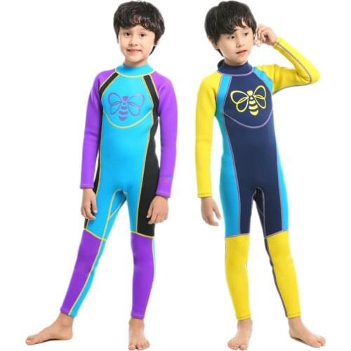 Kids One Piece Long Sleeve Keep Warm Wetsuits Boys' Under Water Hunting Spearfishing Rash Guards Surfing Jellyfish Diving Suit