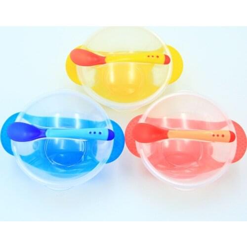 Kids sensing temperature baby dinnerware set china dishes games bowl spoon fork set childrens dishes christmas gift Bowl Spoon