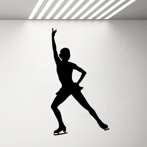 Figure Skating Wall Sticker for Girls Rooms Sport Skater Silhouette Vinyl Decal Mural Home Decor Bedroom Art Wallpaper G678