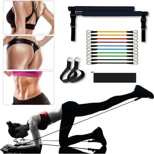Fitness Resistance Bands Gym Workout Pilates Bar Exercise Stick Set Adjustable Buckle Trainer Elastic Band For Fitness Equipment