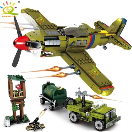 TOYS 649pcs Military USA Pearl Harbor Aircraft Army Trailer Car Airplane Building Blocks Bricks for Children