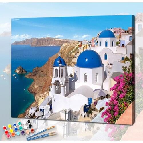 PhotoCustom Oil Paint By Numbers Kits Scenery Painting By Numbers On Canvas Frameless 60x75cm DIY Landscape Home Decor