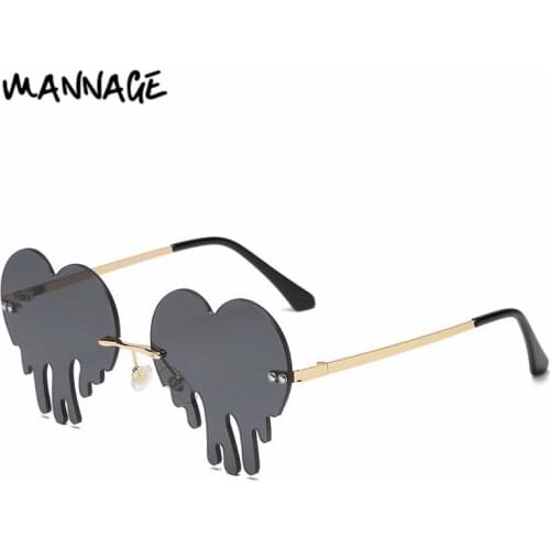 Love Heart Rimless Sunglasses Creative Personality Design Sun Glasses Women Party Eyeglasses Summer UV400 Eyewear