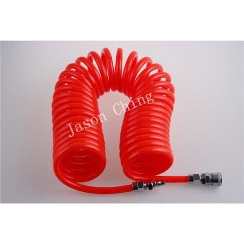 Recoil Air Hose Tube 12mm x 8mm Compressor Air Tool PU Coil Spring Hose Red