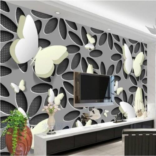 Custom 3D wallpapers for wall 3d butterfly flower wallpaper murals minimalist modern living room sofa bedroom TV backdrop mural