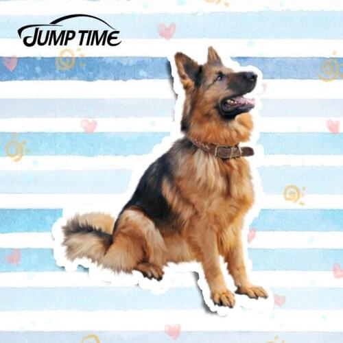 Jump Time 13cm x 10.3cm Dog Car Sticker German Shepherd Dog loyalty Pet Vinyl Decal Laptop 3D Car Styling Waterproof Accessories