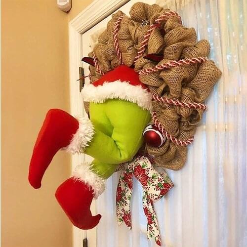 Christmas Ornaments Christmas Thief Stole Christmas Burlap Garland Window and Wall Wreath Hanging Ornament Xmas Decoration
