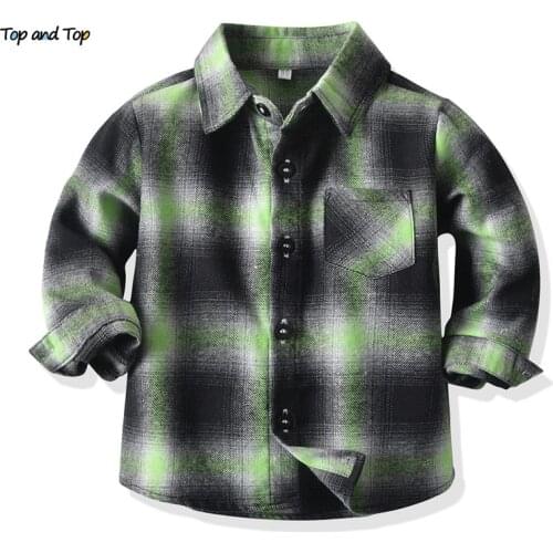 Top and top Baby Boy Plaid Button Down Shirt Infant Girl Long Sleeve Casual Flannel Blouse Tops Formal Clothes Gentleman Costume