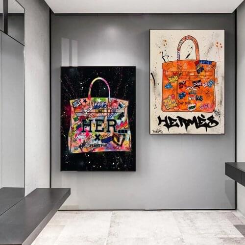 Modern Fashion Bag Canvas Painting Abstract Graffiti Art Posters and Prints Cuadros Wall Art Pictures for Living Room Home Decor