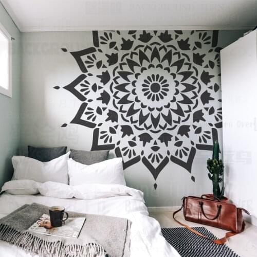 190cm - 230cm Stencils For Walls Large Furniture Flooring Templates Reusable Giant Mandala Indian Arabic Ethnic Round S053