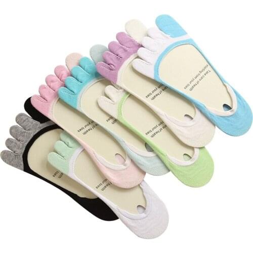 Women Socks Toe Socks Candy Colors Breathable Cotton Women‘s Boat Socks Fashion Shallow Mouth Socks Female Invisible Socks