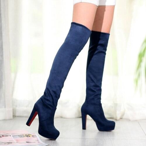 Big Size 34-43 Winter Over The Knee Boots Women Stretch Thigh High Sexy Woman Shoes Long Bota Feminina Zapatos De Mujer