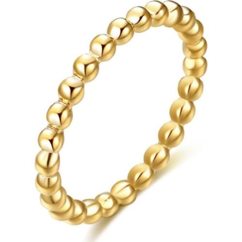 2021 New design Width Small Wave Design Ring Gold Silver Color Stainless Steel Beads Ring for Women Dropshipping