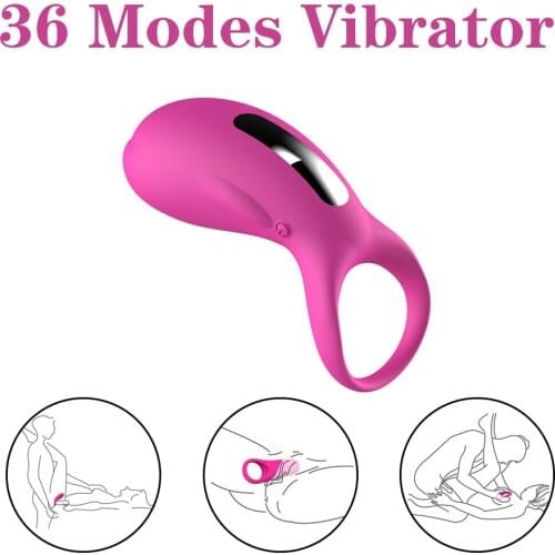 36 Modes Vibrating Penis Ring Clitoral Stimulator Cock Ring of Delaying Ejaculation Silicone Dildo Vibrator Sex Toys for Couples