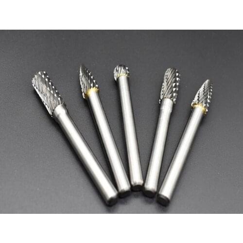 5Pc /Set 8MM Head Tungsten Carbide Rotary Point Burr Die Grinder 6mm Shank Abrasive Tool Drill Carving Bit