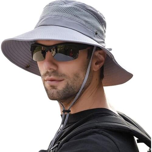 60%HOTSummer Outdoor Fishing Climbing UV Sun Protection Wide Brim Sport Hat Bucket CapS1