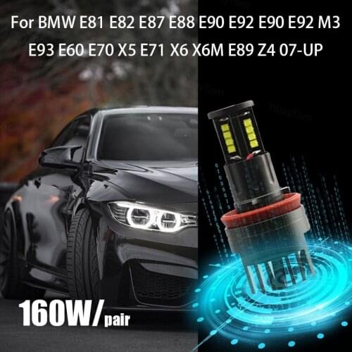 6000K White Free Error High Power Super Bright 160W/Pair for BMW 1 3 5 Series E81 E82 E87 E88 E60 Z4 E89 LED Angel Eyes Light
